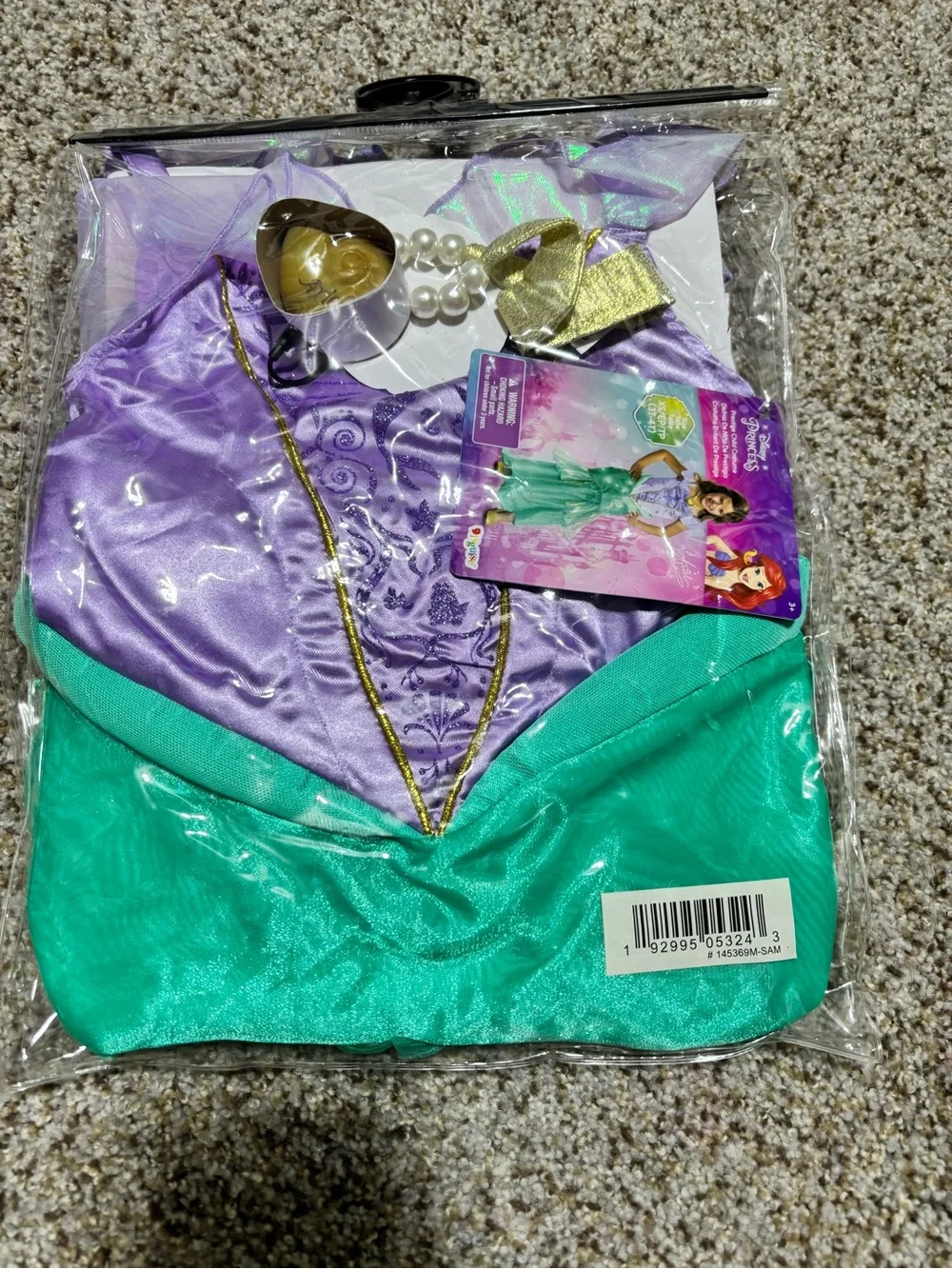 Disney Princess Ariel Purple and Green Girls Costume